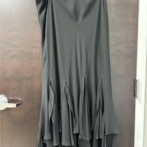 J.B.S. Gray Asymmetrical Trumpet Midi Skirt